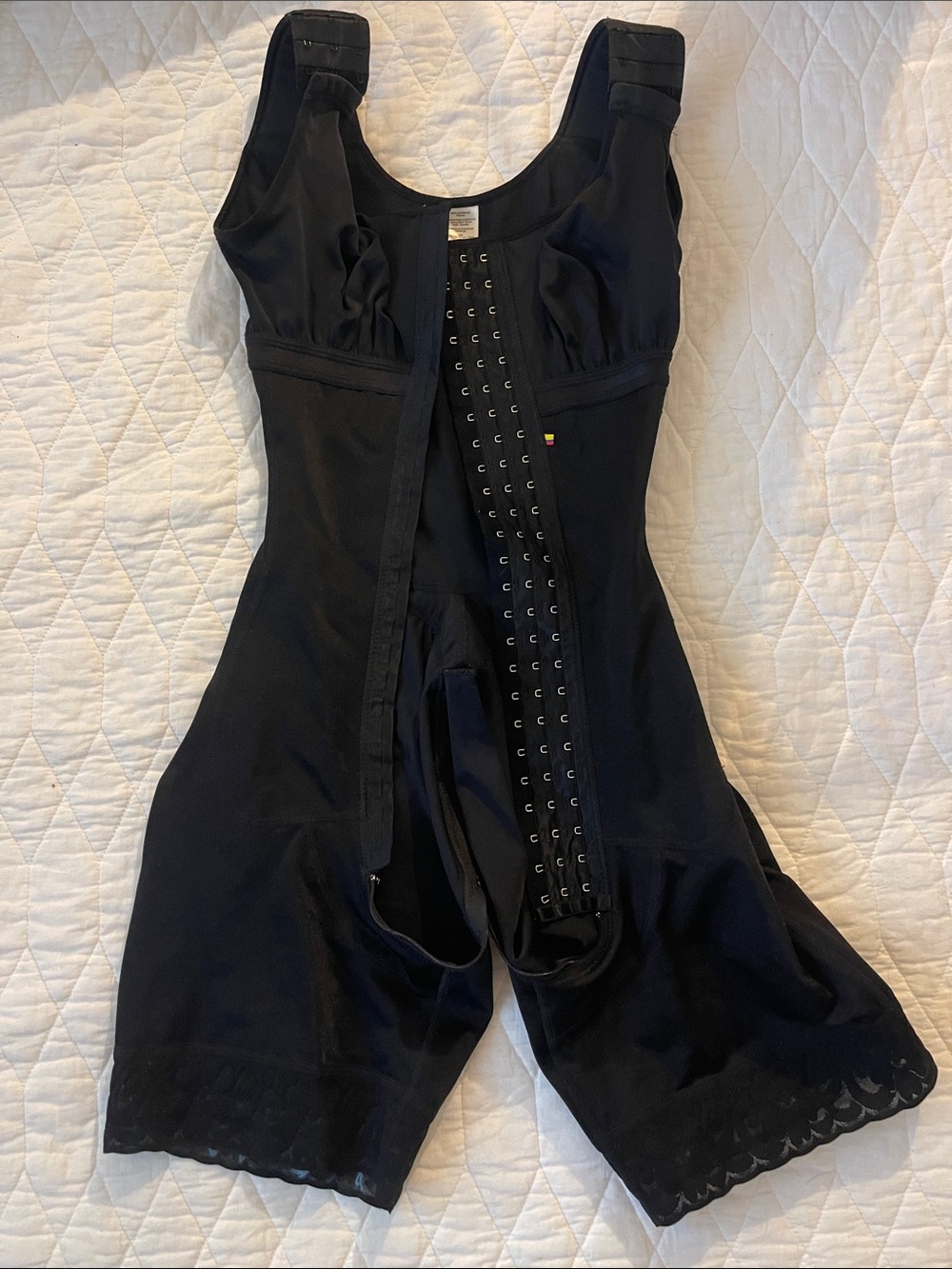 Women's Black Full-Body Shapewear Bodysuit with Adjustable Front Hook Closure